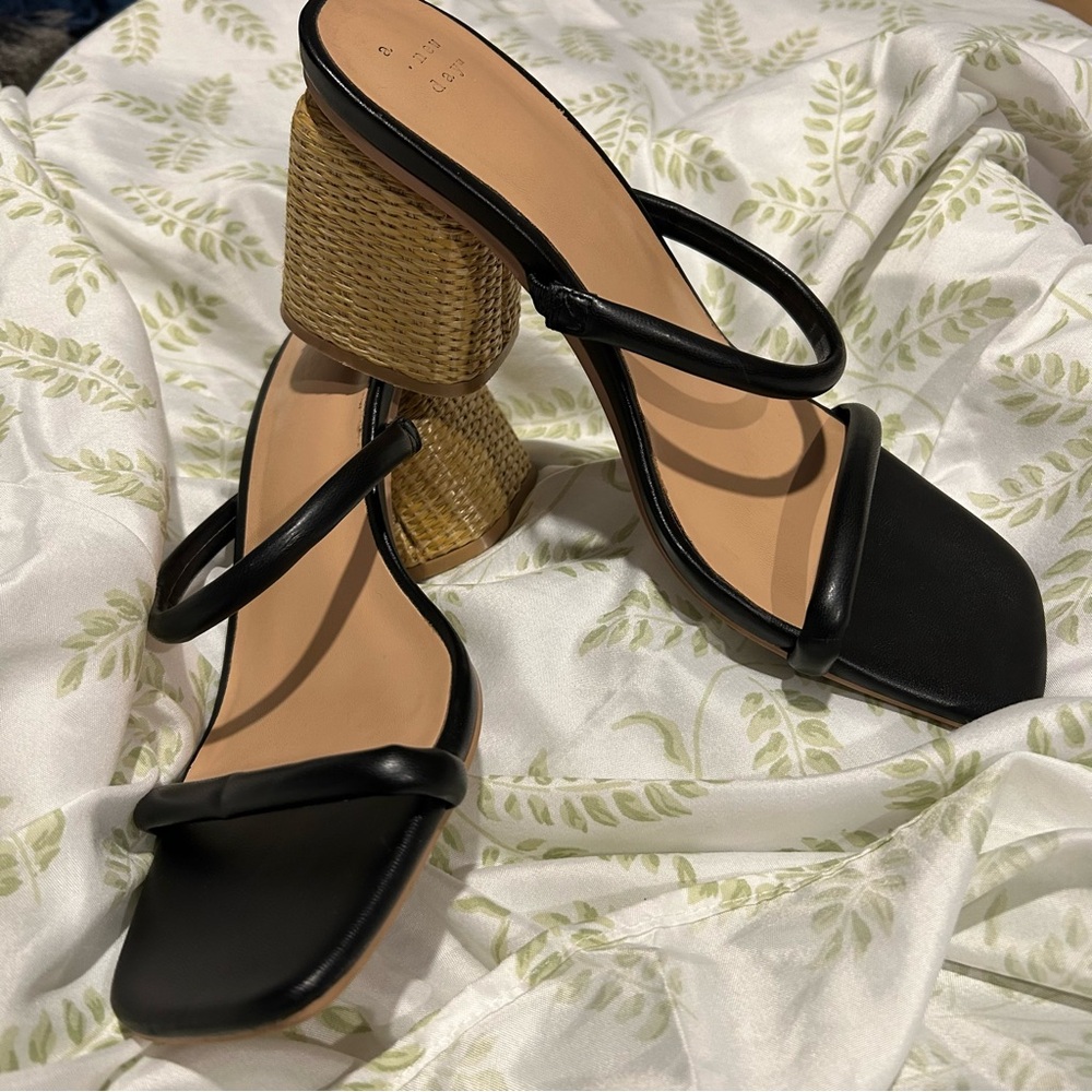 a new day Black and Tan Heeled Sandals